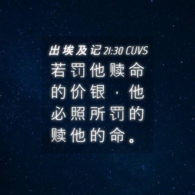 Picture 04 - 出 埃 及 记 21:30 CUVS - 若 罚 他 赎 命 的 价 银 ， 他 必 照 - Bible Verse Picture