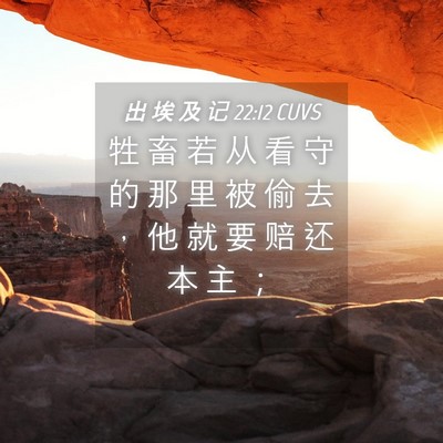 Picture 04 - 出 埃 及 记 22:12 CUVS - 牲 畜 若 从 看 守 的 那 里 被 偷 去 - Bible Verse Picture