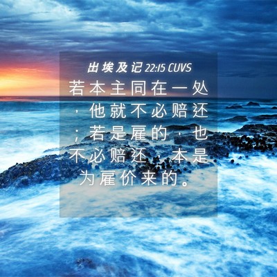 Picture 04 - 出 埃 及 记 22:15 CUVS - 若 本 主 同 在 一 处 ， 他 就 不 必 - Bible Verse Picture