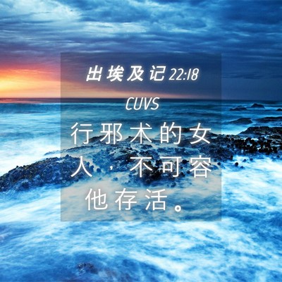 Picture 04 - 出 埃 及 记 22:18 CUVS - 行 邪 术 的 女 人 ， 不 可 容 他 存 - Bible Verse Picture