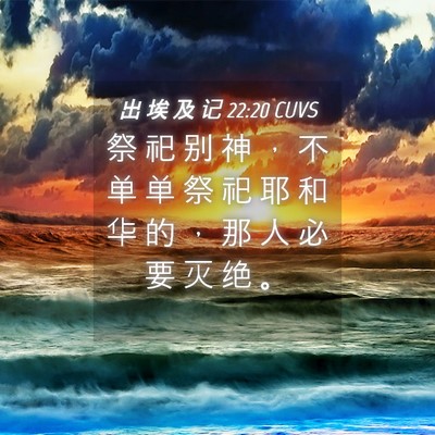 Picture 04 - 出 埃 及 记 22:20 CUVS - 祭 祀 别 神 ， 不 单 单 祭 祀 耶 和 - Bible Verse Picture
