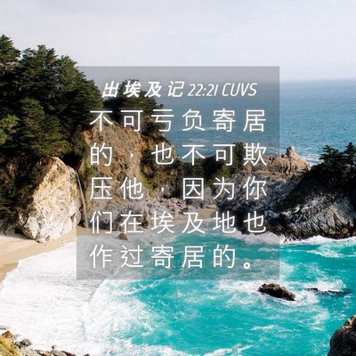 Picture 04 - 出 埃 及 记 22:21 CUVS - 不 可 亏 负 寄 居 的 ， 也 不 可 欺 - Bible Verse Picture