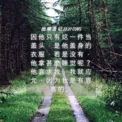 Picture 04 - 出 埃 及 记 22:27 CUVS - 因 他 只 有 这 一 件 当 盖 头 ， 是 - Bible Verse Picture