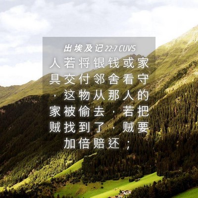 Picture 04 - 出 埃 及 记 22:7 CUVS - 人 若 将 银 钱 或 家 具 交 付 邻 舍 - Bible Verse Picture