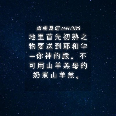 Picture 04 - 出 埃 及 记 23:19 CUVS - 地 里 首 先 初 熟 之 物 要 送 到 耶 - Bible Verse Picture