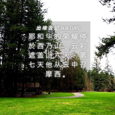 Picture 04 - 出 埃 及 记 24:16 CUVS - 耶 和 华 的 荣 耀 停 於 西 乃 山 ； - Bible Verse Picture