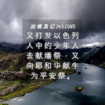 Picture 04 - 出 埃 及 记 24:5 CUVS - 又 打 发 以 色 列 人 中 的 少 年 人 - Bible Verse Picture