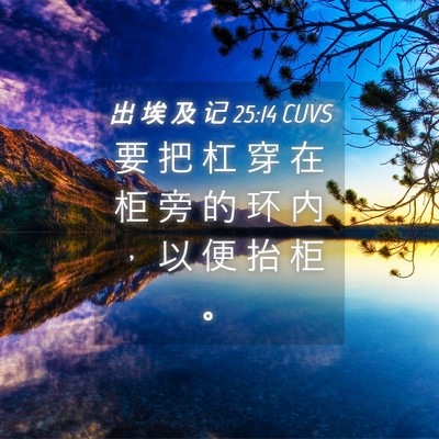 Picture 04 - 出 埃 及 记 25:14 CUVS - 要 把 杠 穿 在 柜 旁 的 环 内 ， 以 - Bible Verse Picture
