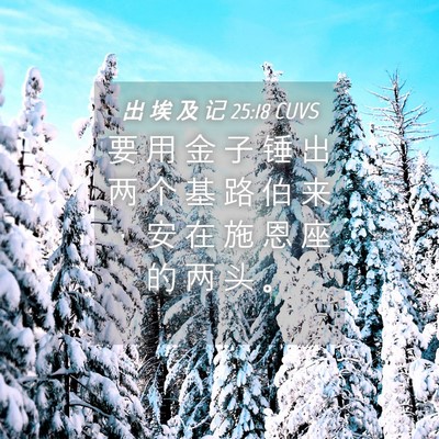 Picture 04 - 出 埃 及 记 25:18 CUVS - 要 用 金 子 锤 出 两 个 基 路 伯 来 - Bible Verse Picture
