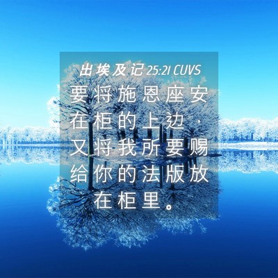 Picture 04 - 出 埃 及 记 25:21 CUVS - 要 将 施 恩 座 安 在 柜 的 上 边 ， - Bible Verse Picture