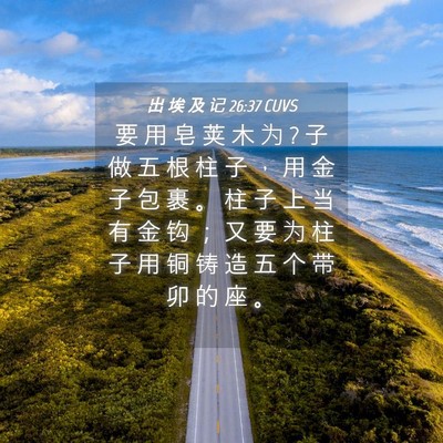 Picture 04 - 出 埃 及 记 26:37 CUVS - 要 用 皂 荚 木 为 ? 子 做 五 根 柱 子 - Bible Verse Picture