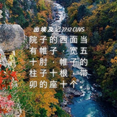 Picture 04 - 出 埃 及 记 27:12 CUVS - 院 子 的 西 面 当 有 帷 子 ， 宽 五 - Bible Verse Picture