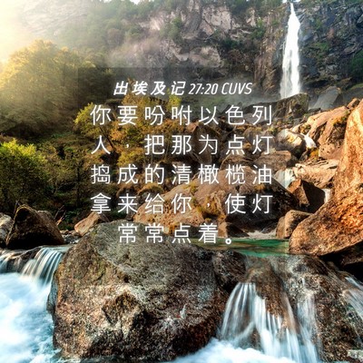 Picture 04 - 出 埃 及 记 27:20 CUVS - 你 要 吩 咐 以 色 列 人 ， 把 那 为 - Bible Verse Picture