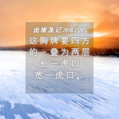 Picture 04 - 出 埃 及 记 28:16 CUVS - 这 胸 牌 要 四 方 的 ， 叠 为 两 层 - Bible Verse Picture