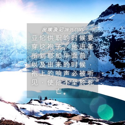 Picture 04 - 出 埃 及 记 28:35 CUVS - 亚 伦 供 职 的 时 候 要 穿 这 袍 子 - Bible Verse Picture