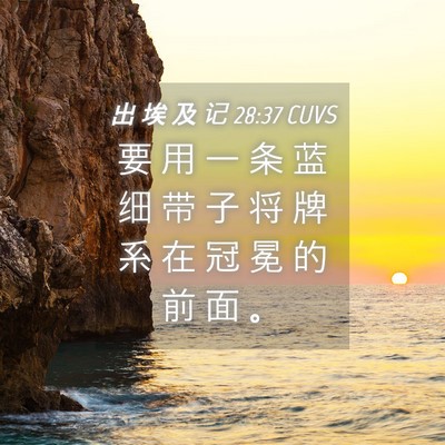 Picture 04 - 出 埃 及 记 28:37 CUVS - 要 用 一 条 蓝 细 带 子 将 牌 系 在 - Bible Verse Picture