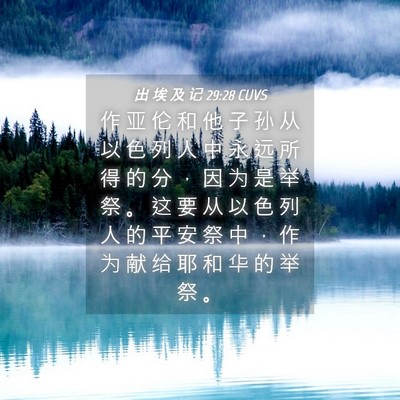 Picture 04 - 出 埃 及 记 29:28 CUVS - 作 亚 伦 和 他 子 孙 从 以 色 列 人 - Bible Verse Picture