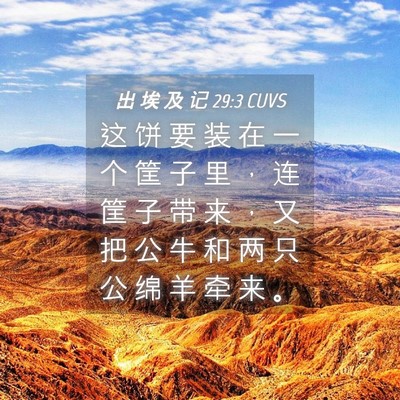 Picture 04 - 出 埃 及 记 29:3 CUVS - 这 饼 要 装 在 一 个 筐 子 里 ， 连 - Bible Verse Picture