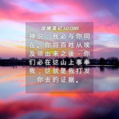 Picture 04 - 出 埃 及 记 3:12 CUVS - 神 说 ： 我 必 与 你 同 在 。 你 将 - Bible Verse Picture
