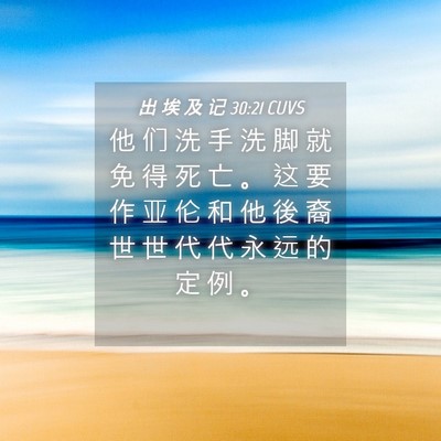 Picture 04 - 出 埃 及 记 30:21 CUVS - 他 们 洗 手 洗 脚 就 免 得 死 亡 。 - Bible Verse Picture