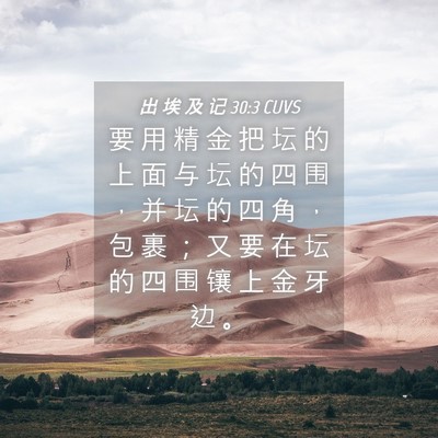 Picture 04 - 出 埃 及 记 30:3 CUVS - 要 用 精 金 把 坛 的 上 面 与 坛 的 - Bible Verse Picture