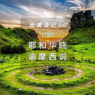 Picture 04 - 出 埃 及 记 31:12 CUVS - 耶 和 华 晓 谕 摩 西 说 - Bible Verse Picture