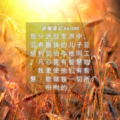 Picture 04 - 出 埃 及 记 31:6 CUVS - 我 分 派 但 支 派 中 、 亚 希 撒 抹 - Bible Verse Picture