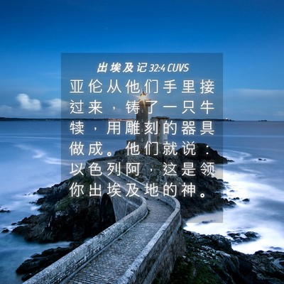 Picture 04 - 出 埃 及 记 32:4 CUVS - 亚 伦 从 他 们 手 里 接 过 来 ， 铸 - Bible Verse Picture