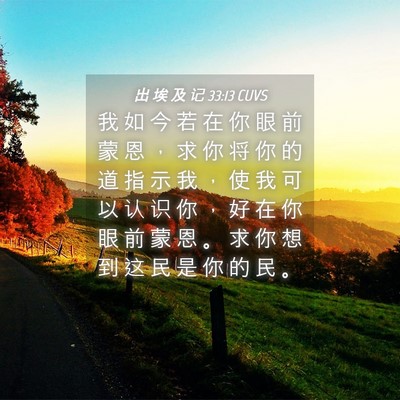 Picture 04 - 出 埃 及 记 33:13 CUVS - 我 如 今 若 在 你 眼 前 蒙 恩 ， 求 - Bible Verse Picture