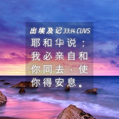 Picture 04 - 出 埃 及 记 33:14 CUVS - 耶 和 华 说 ： 我 必 亲 自 和 你 同 - Bible Verse Picture