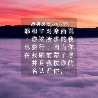 Picture 04 - 出 埃 及 记 33:17 CUVS - 耶 和 华 对 摩 西 说 ： 你 这 所 求 - Bible Verse Picture