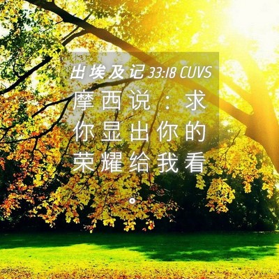 Picture 04 - 出 埃 及 记 33:18 CUVS - 摩 西 说 ： 求 你 显 出 你 的 荣 耀 - Bible Verse Picture