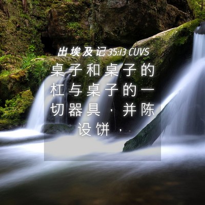 Picture 04 - 出 埃 及 记 35:13 CUVS - 桌 子 和 桌 子 的 杠 与 桌 子 的 一 - Bible Verse Picture