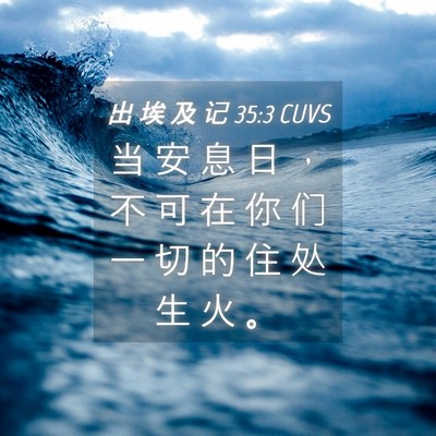 Picture 04 - 出 埃 及 记 35:3 CUVS - 当 安 息 日 ， 不 可 在 你 们 一 切 - Bible Verse Picture
