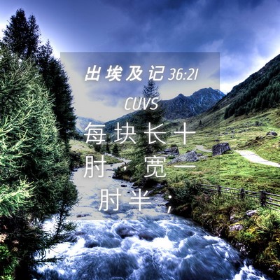 Picture 04 - 出 埃 及 记 36:21 CUVS - 每 块 长 十 肘 ， 宽 一 肘 半 - Bible Verse Picture