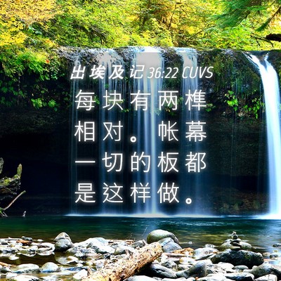 Picture 04 - 出 埃 及 记 36:22 CUVS - 每 块 有 两 榫 相 对 。 帐 幕 一 切 - Bible Verse Picture