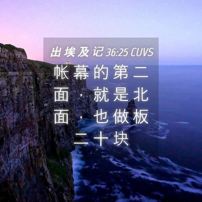 Picture 04 - 出 埃 及 记 36:25 CUVS - 帐 幕 的 第 二 面 ， 就 是 北 面 ， - Bible Verse Picture