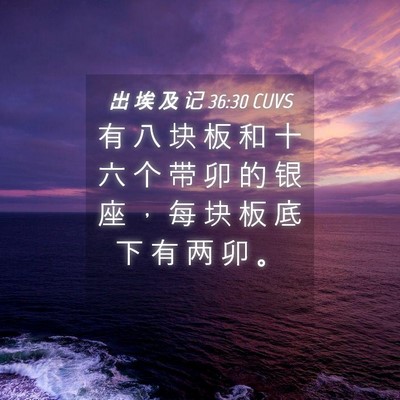 Picture 04 - 出 埃 及 记 36:30 CUVS - 有 八 块 板 和 十 六 个 带 卯 的 银 - Bible Verse Picture