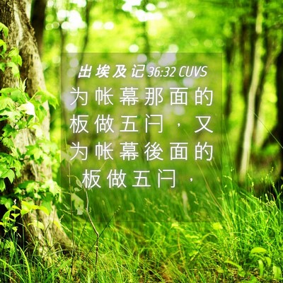 Picture 04 - 出 埃 及 记 36:32 CUVS - 为 帐 幕 那 面 的 板 做 五 闩 ， 又 - Bible Verse Picture