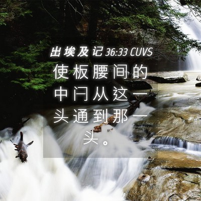 Picture 04 - 出 埃 及 记 36:33 CUVS - 使 板 腰 间 的 中 闩 从 这 一 头 通 - Bible Verse Picture