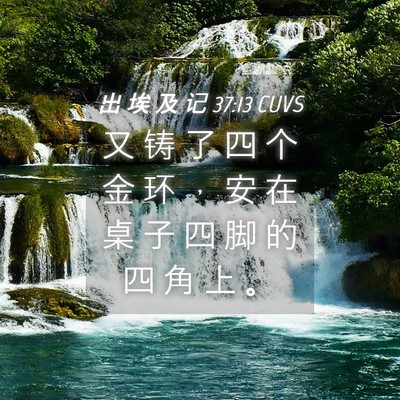 Picture 04 - 出 埃 及 记 37:13 CUVS - 又 铸 了 四 个 金 环 ， 安 在 桌 子 - Bible Verse Picture