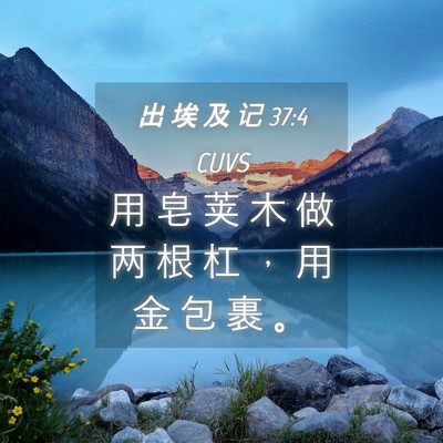 Picture 04 - 出 埃 及 记 37:4 CUVS - 用 皂 荚 木 做 两 根 杠 ， 用 金 包 - Bible Verse Picture