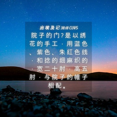Picture 04 - 出 埃 及 记 38:18 CUVS - 院 子 的 门 ? 是 以 绣 花 的 手 工 ， - Bible Verse Picture