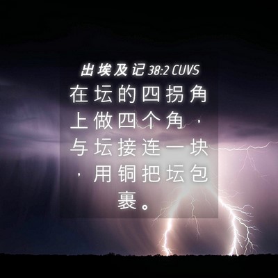 Picture 04 - 出 埃 及 记 38:2 CUVS - 在 坛 的 四 拐 角 上 做 四 个 角 ， - Bible Verse Picture