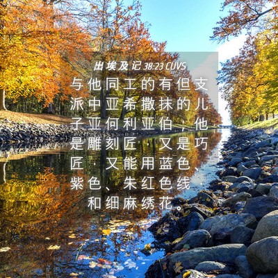 Picture 04 - 出 埃 及 记 38:23 CUVS - 与 他 同 工 的 有 但 支 派 中 亚 希 - Bible Verse Picture