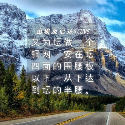 Picture 04 - 出 埃 及 记 38:4 CUVS - 又 为 坛 做 一 个 铜 网 ， 安 在 坛 - Bible Verse Picture