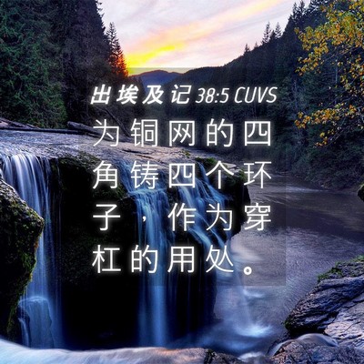 Picture 04 - 出 埃 及 记 38:5 CUVS - 为 铜 网 的 四 角 铸 四 个 环 子 ， - Bible Verse Picture