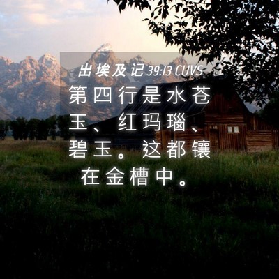 Picture 04 - 出 埃 及 记 39:13 CUVS - 第 四 行 是 水 苍 玉 、 红 玛 瑙 、 - Bible Verse Picture