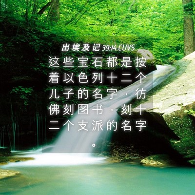 Picture 04 - 出 埃 及 记 39:14 CUVS - 这 些 宝 石 都 是 按 着 以 色 列 十 - Bible Verse Picture
