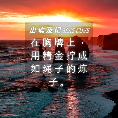 Picture 04 - 出 埃 及 记 39:15 CUVS - 在 胸 牌 上 ， 用 精 金 拧 成 如 绳 - Bible Verse Picture
